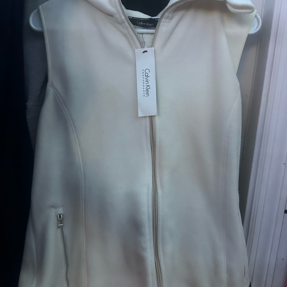 Calvin Klein Women's Ivory Hooded Vest